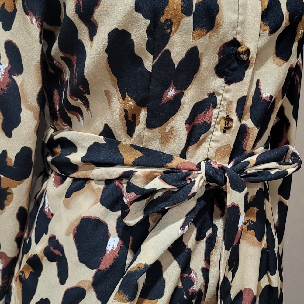 Leopard Print Long Sleeve Button Up Jumpsuit sz S - Picture 12 of 12